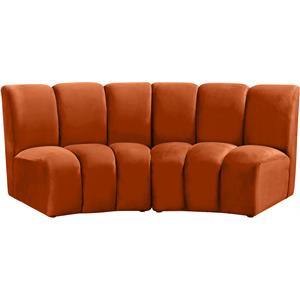 Meridian Furniture Infinity Cognac Velvet 2pc. Modular Sectional