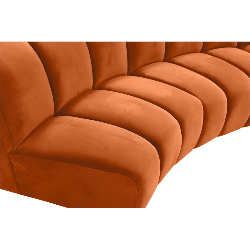 Meridian Furniture Infinity Cognac Velvet 3pc. Modular Sectional
