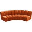 Meridian Furniture Infinity Cognac Velvet 3pc. Modular Sectional