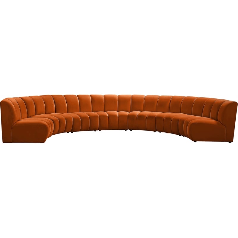 Meridian Furniture Infinity Cognac Velvet 7pc. Modular Sectional