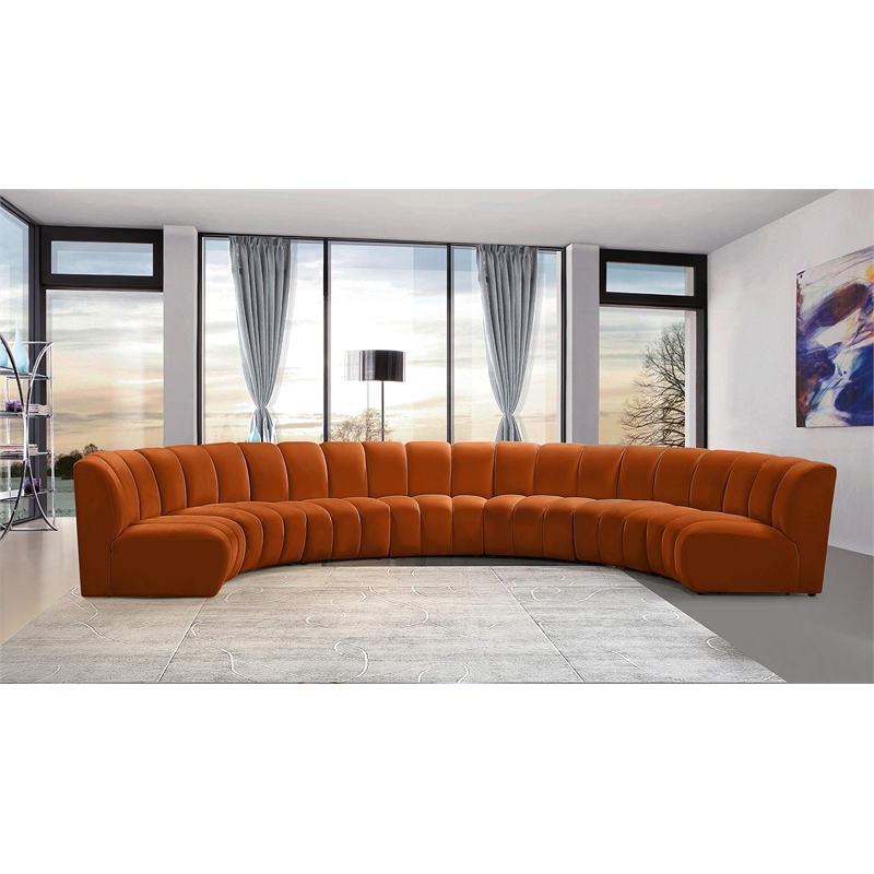 Meridian Furniture Infinity Cognac Velvet 7pc. Modular Sectional
