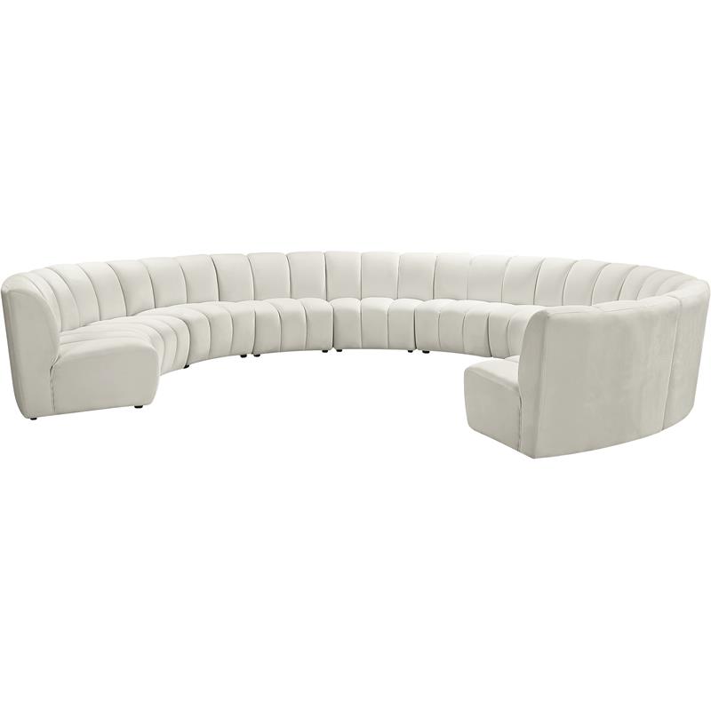 Meridian Furniture Infinity Cream Velvet 10pc. Modular Sectional