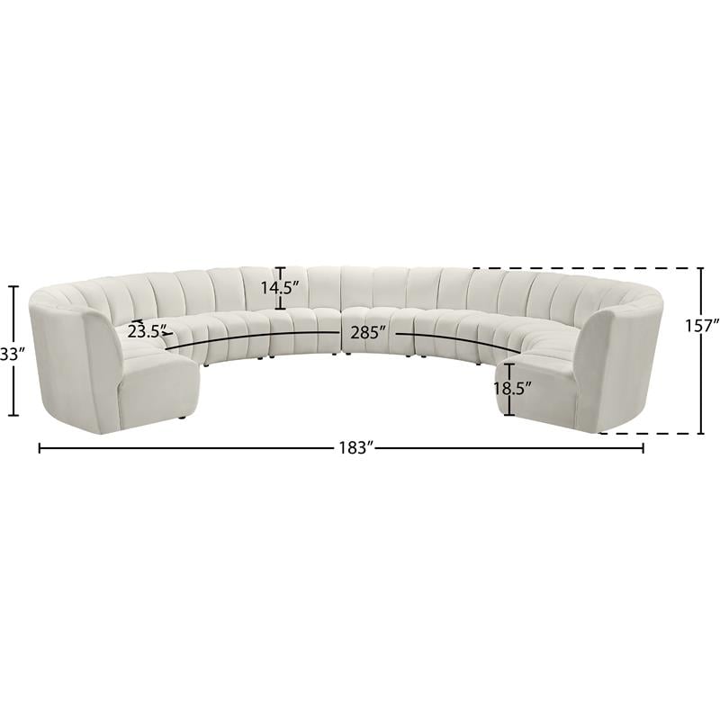 Meridian Furniture Infinity Cream Velvet 10pc. Modular Sectional