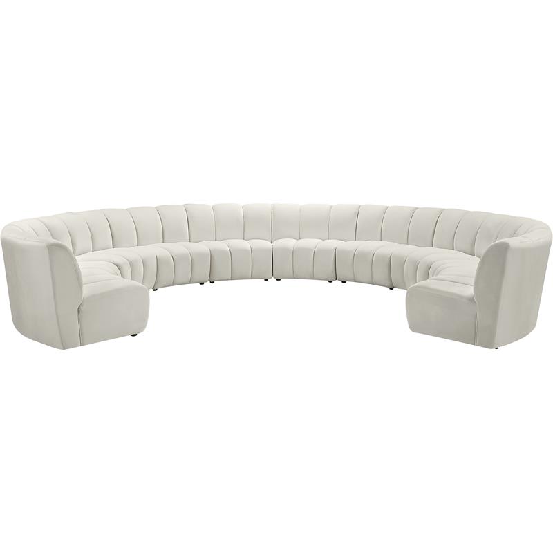 Meridian Furniture Infinity Cream Velvet 10pc. Modular Sectional