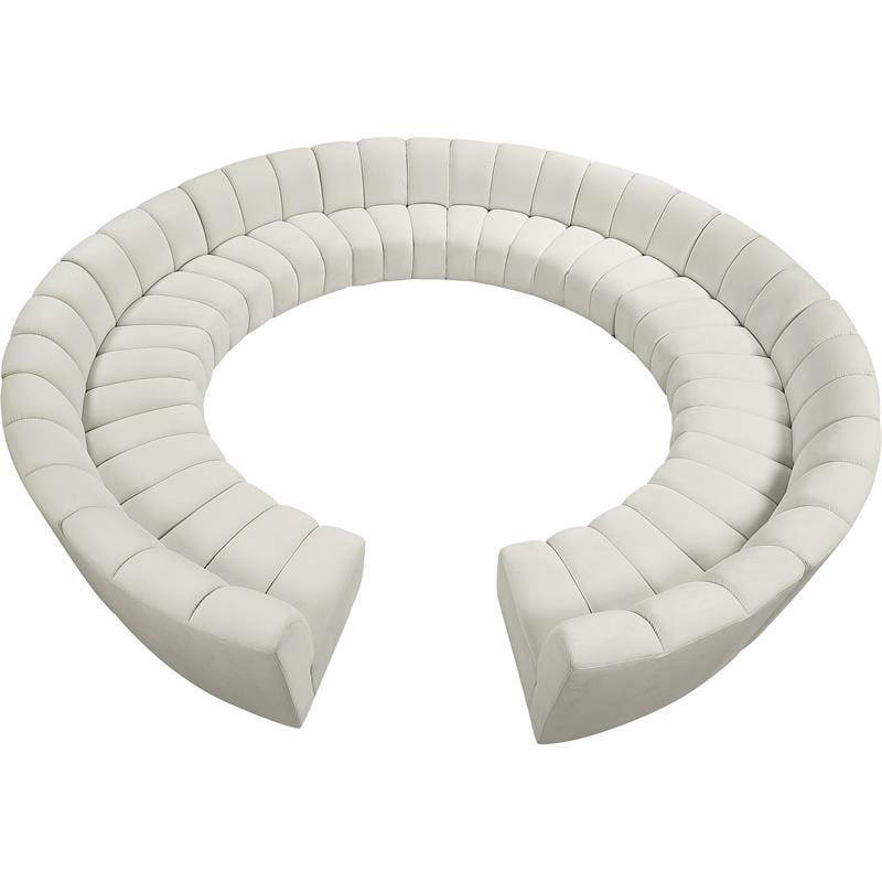 Meridian Furniture Infinity Cream Velvet 12pc. Modular Sectional
