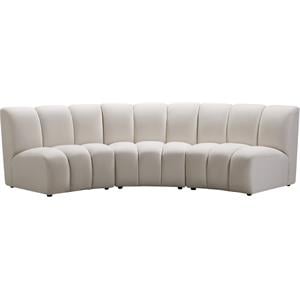 Meridian Furniture Infinity Cream Velvet 3pc. Modular Sectional