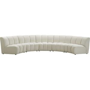 meridian furniture infinity contemporary velvet channel tufted modular sectional in cream