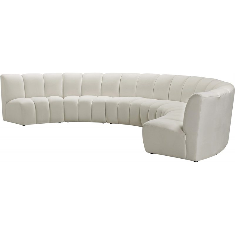 Meridian Furniture Infinity Cream Velvet 6pc. Modular Sectional