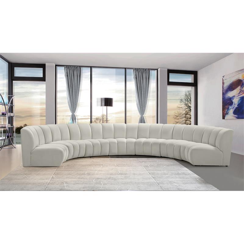 Meridian Furniture Infinity Cream Velvet 7pc. Modular Sectional
