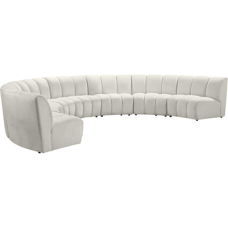 Meridian Furniture Infinity Cream Velvet 7pc. Modular Sectional