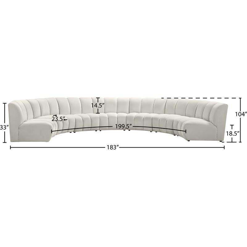 Meridian Furniture Infinity Cream Velvet 7pc. Modular Sectional
