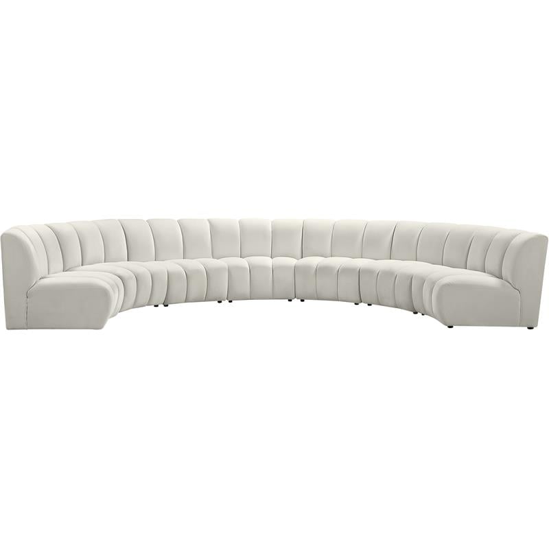 Meridian Furniture Infinity Cream Velvet 7pc. Modular Sectional