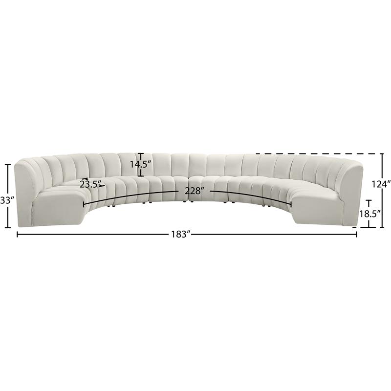 Meridian Furniture Infinity Cream Velvet 8pc. Modular Sectional