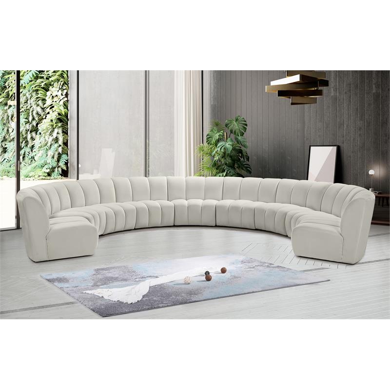 Meridian Furniture Infinity Cream Velvet 9pc. Modular Sectional