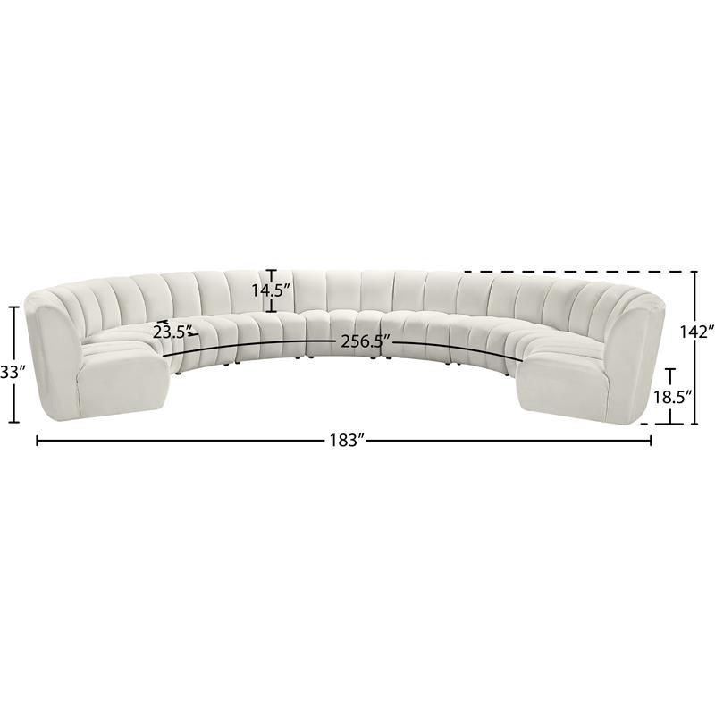 Meridian Furniture Infinity Cream Velvet 9pc. Modular Sectional