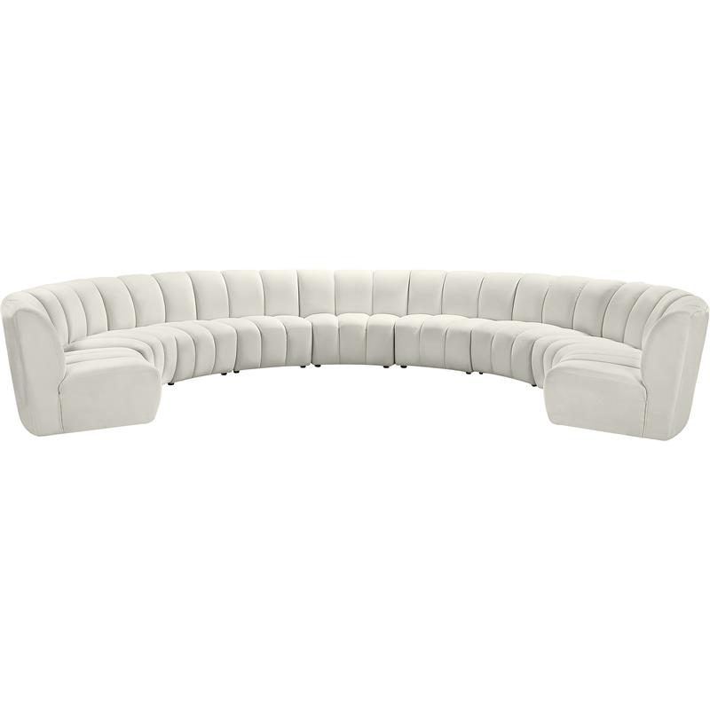 Meridian Furniture Infinity Cream Velvet 9pc. Modular Sectional