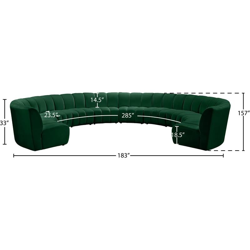 Meridian Furniture Infinity Green Velvet 10pc. Modular Sectional