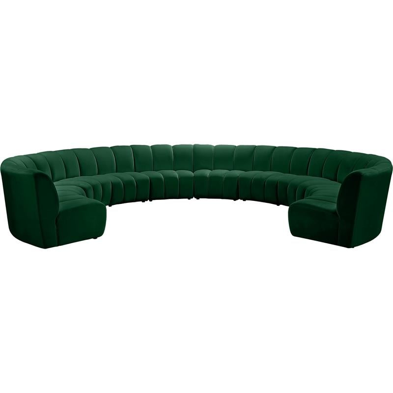 Meridian Furniture Infinity Green Velvet 10pc. Modular Sectional