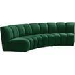 Meridian Furniture Infinity Green Velvet 3pc. Modular Sectional