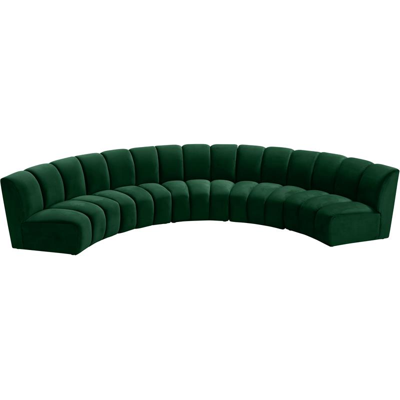 Meridian Furniture Infinity Green Velvet 5pc. Modular Sectional
