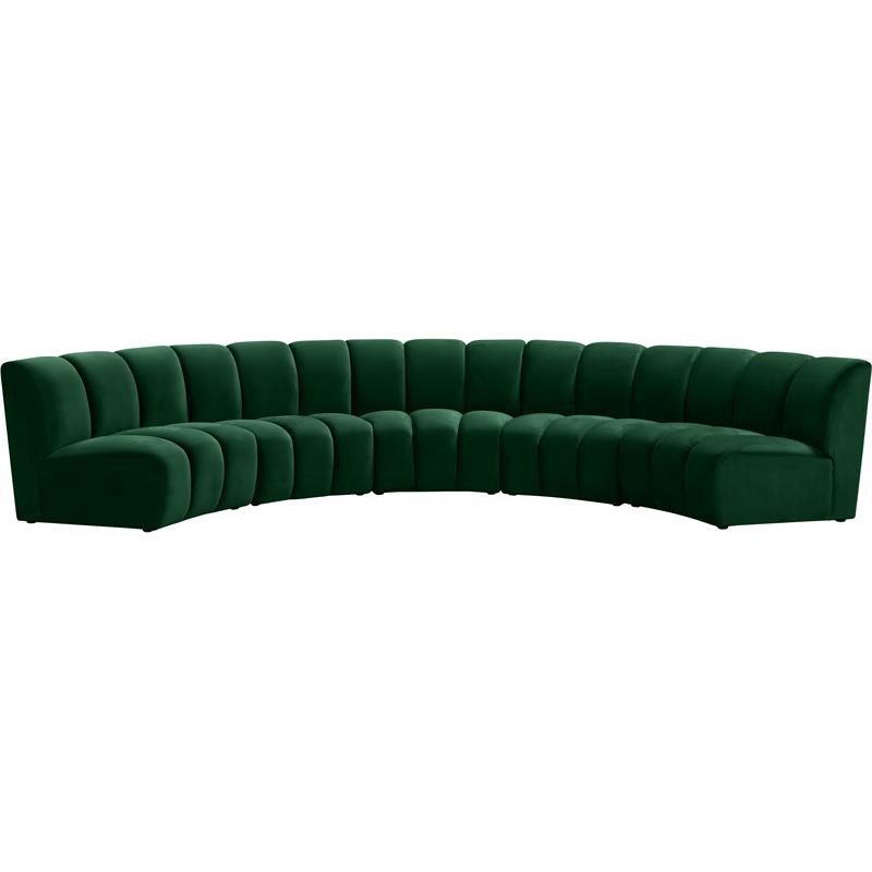 Meridian Furniture Infinity Green Velvet 5pc. Modular Sectional
