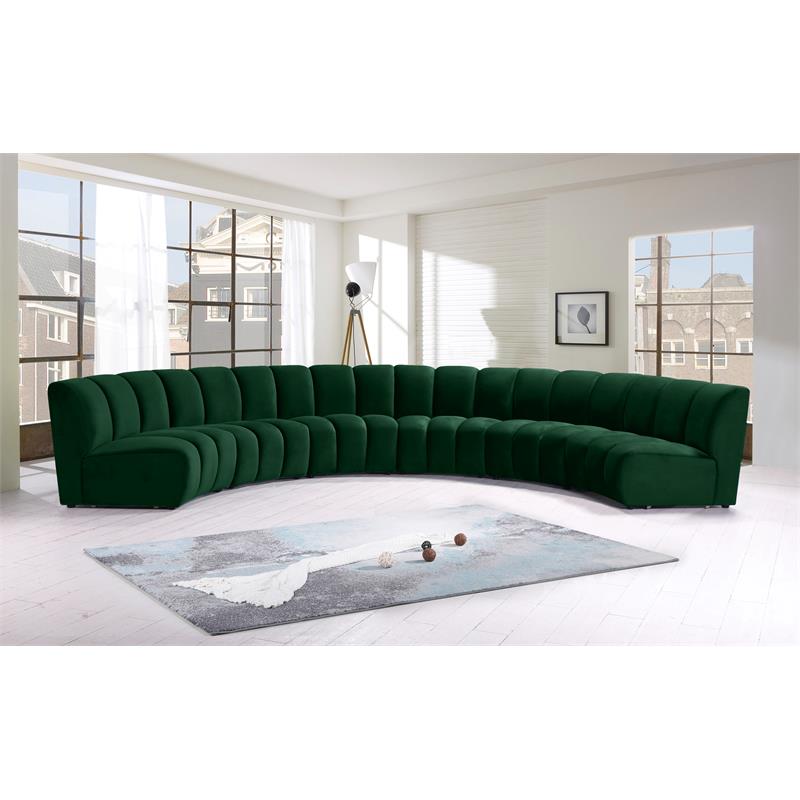 Meridian Furniture Infinity Green Velvet 6pc. Modular Sectional