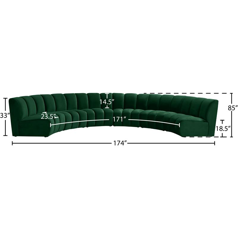 Meridian Furniture Infinity Green Velvet 6pc. Modular Sectional