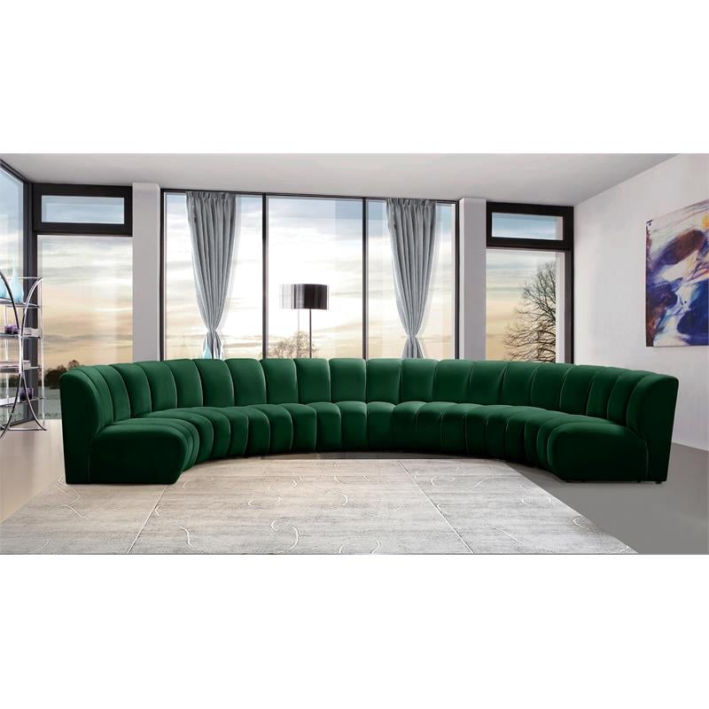 Meridian Furniture Infinity Green Velvet 7pc. Modular Sectional