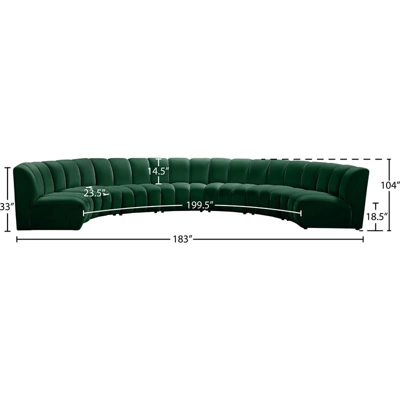 Meridian Furniture Infinity Green Velvet 7pc. Modular Sectional