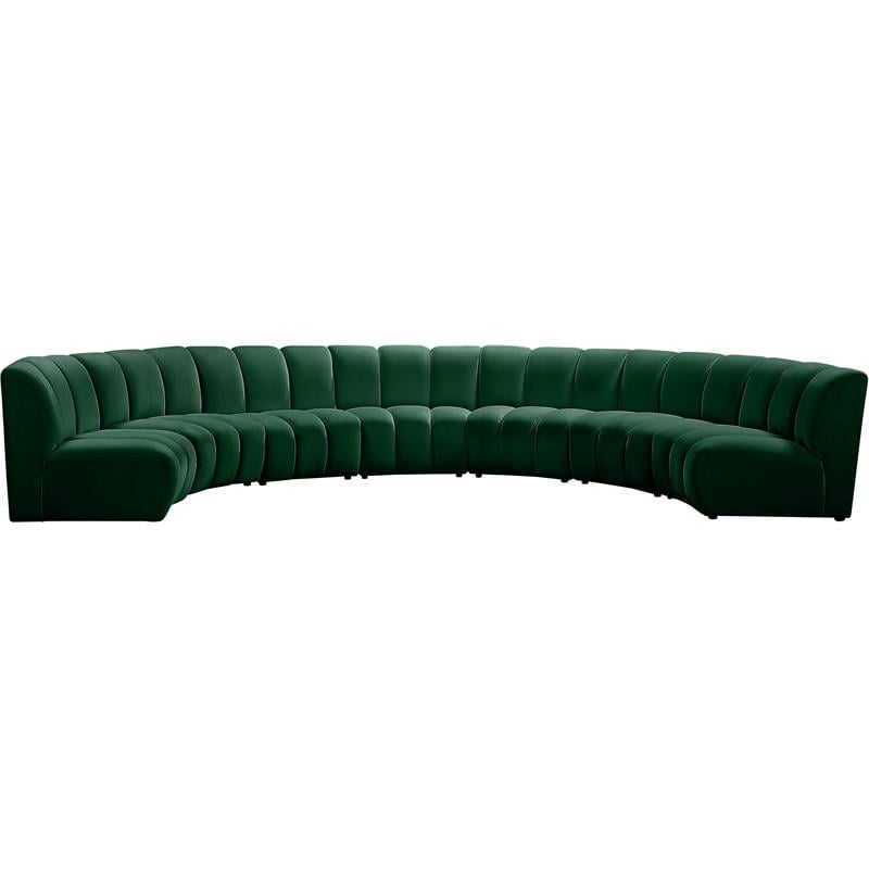 Meridian Furniture Infinity Green Velvet 7pc. Modular Sectional