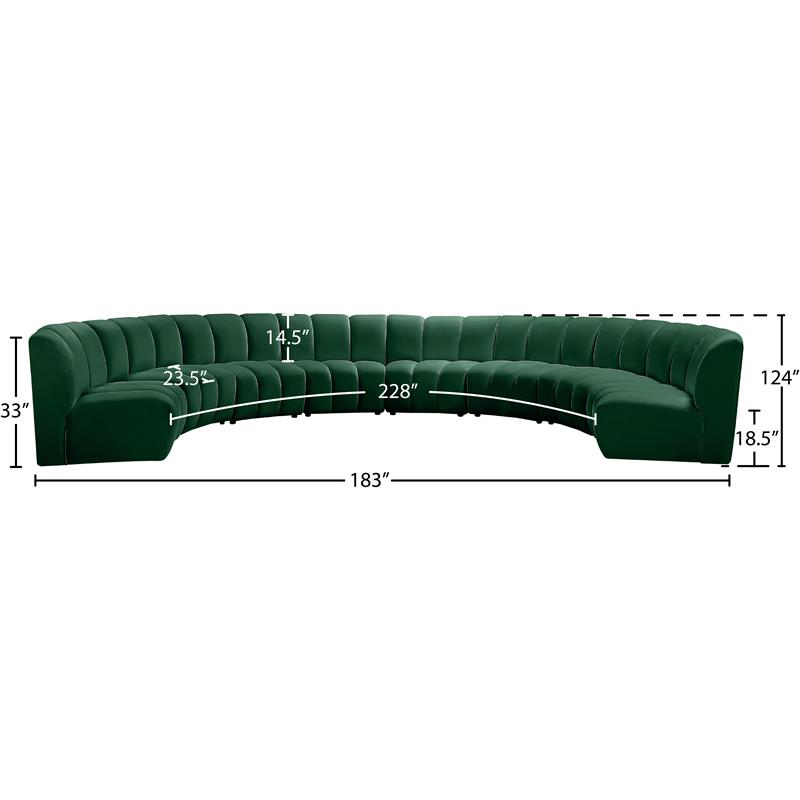 Meridian Furniture Infinity Green Velvet 8pc. Modular Sectional
