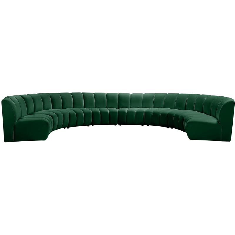 Meridian Furniture Infinity Green Velvet 8pc. Modular Sectional