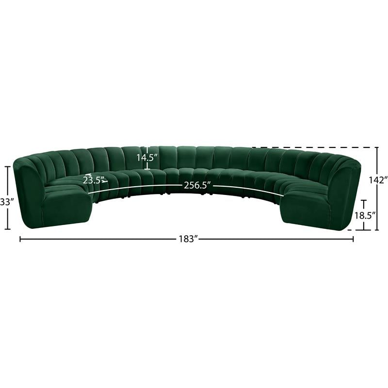 Meridian Furniture Infinity Green Velvet 9pc. Modular Sectional
