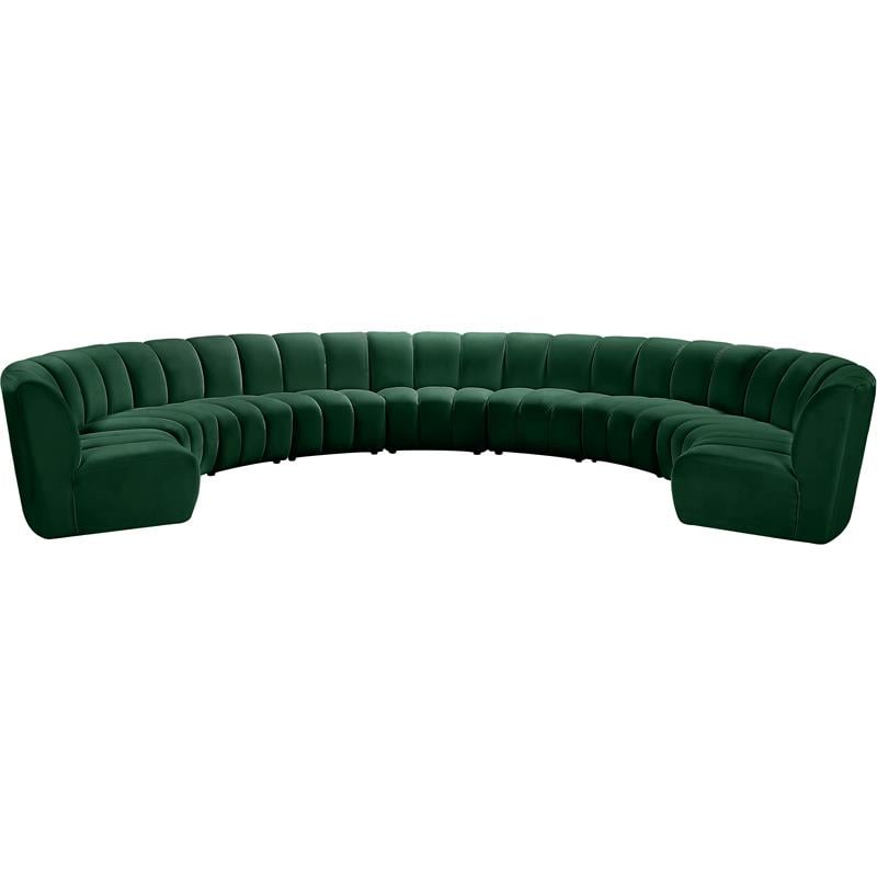 Meridian Furniture Infinity Green Velvet 9pc. Modular Sectional