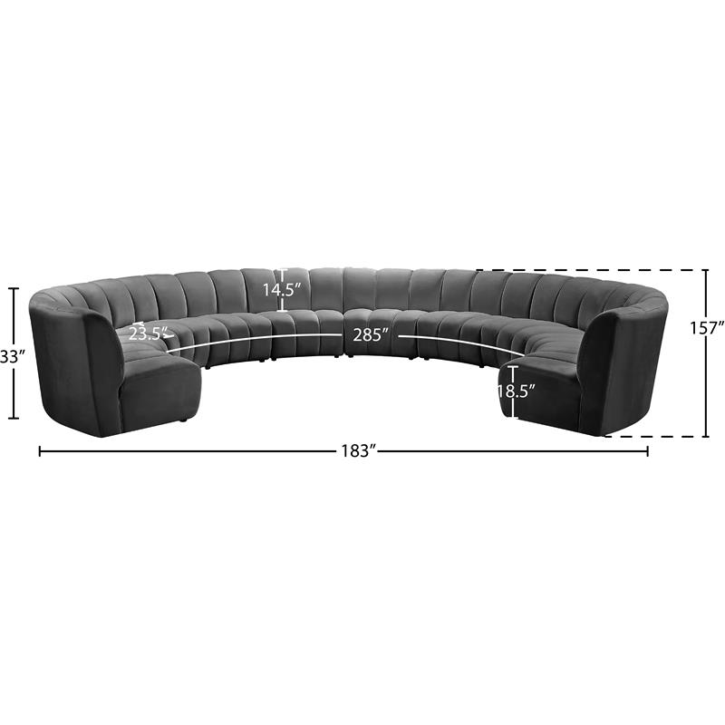 Meridian Furniture Infinity Gray Velvet 10pc. Modular Sectional