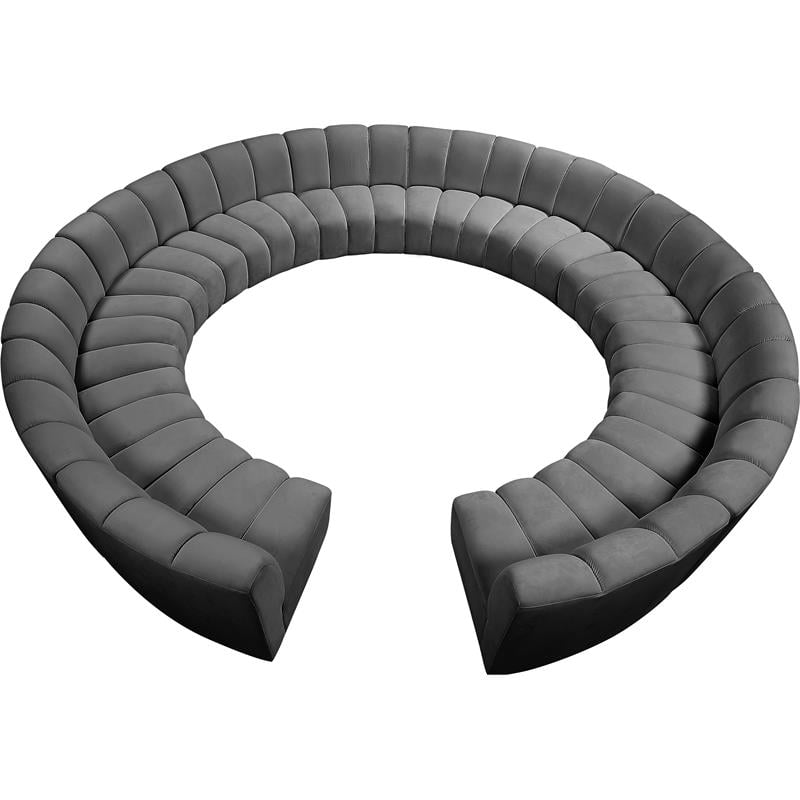 Meridian Furniture Infinity Gray Velvet 12pc. Modular Sectional