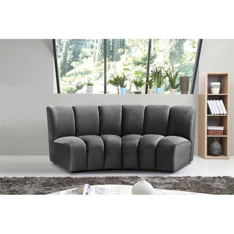 Meridian Furniture Infinity Gray Velvet 2pc. Modular Sectional