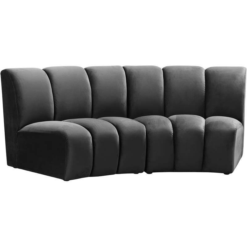 Meridian Furniture Infinity Gray Velvet 2pc. Modular Sectional