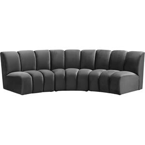 Meridian Furniture Infinity Gray Velvet 3pc. Modular Sectional