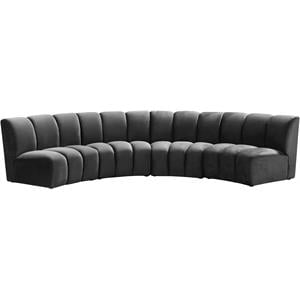 Meridian Furniture Infinity Gray Velvet 4pc. Modular Sectional