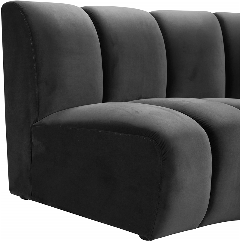 Meridian Furniture Infinity Gray Velvet 5pc. Modular Sectional