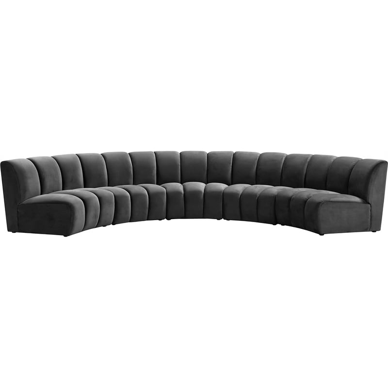 Meridian Furniture Infinity Gray Velvet 5pc. Modular Sectional