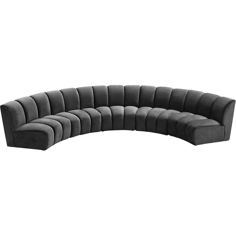 Meridian Furniture Infinity Gray Velvet 5pc. Modular Sectional