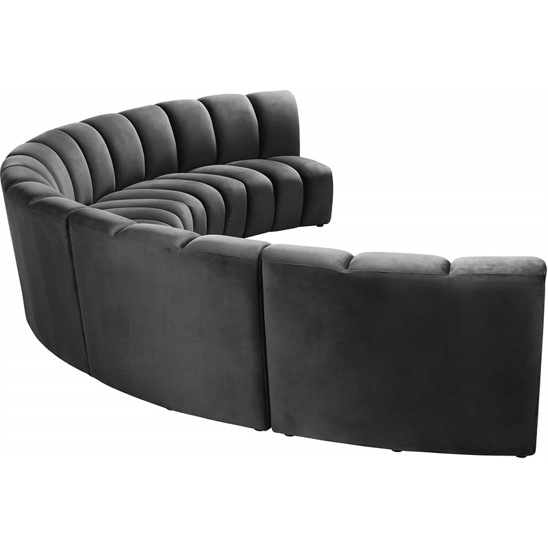 Meridian Furniture Infinity Gray Velvet 5pc. Modular Sectional
