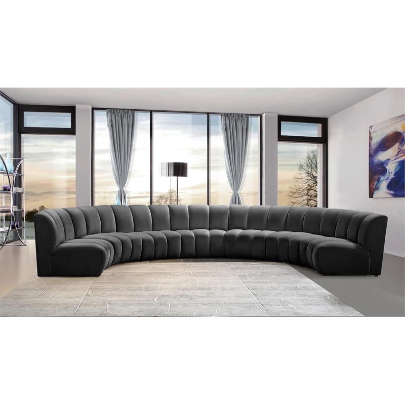 Meridian Furniture Infinity Gray Velvet 7pc. Modular Sectional