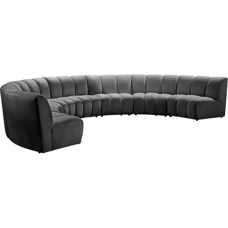 Meridian Furniture Infinity Gray Velvet 7pc. Modular Sectional