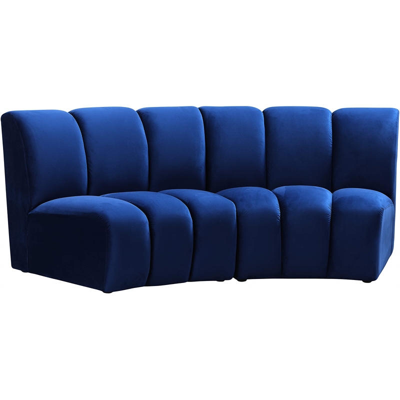 Meridian Furniture Infinity Navy Velvet 2pc. Modular Sectional
