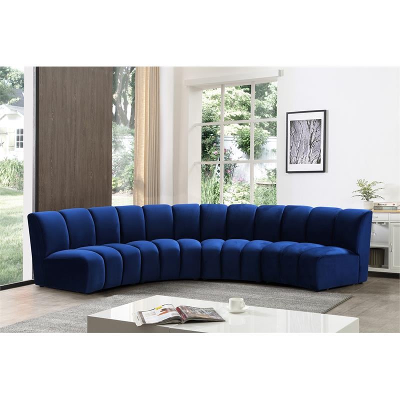 Meridian Furniture Infinity Navy Velvet 4pc. Modular Sectional