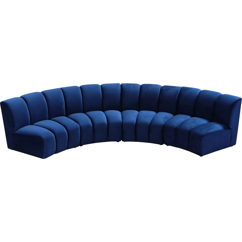 Meridian Furniture Infinity Navy Velvet 4pc. Modular Sectional