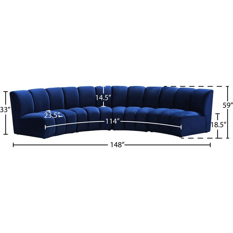 Meridian Furniture Infinity Navy Velvet 4pc. Modular Sectional